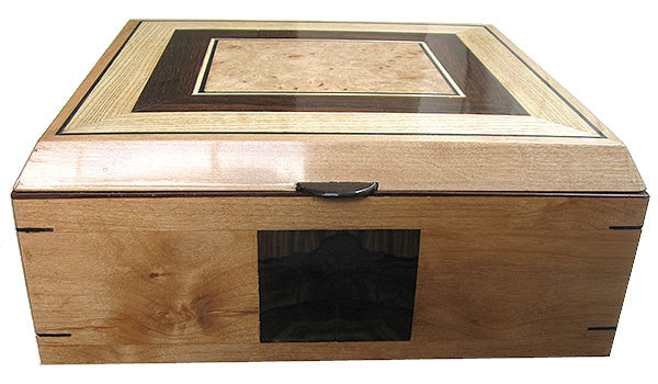 Handcrafted large wood box front - Alder with ziricote inlay