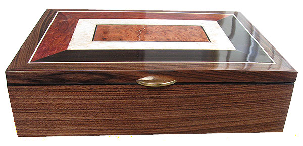 Santos rosewood box front - Handcrafted large wood keepsake box