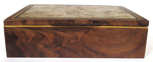 Handmade large wood box - Walnut veneer boxy front view