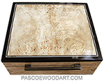 Handmade wood box:Large keepsake box made of figured burly maple, spalted maple burl , African blackwood