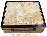 Handmade wood box:Large keepsake box made of figured burly maple, spalted maple burl , African blackwood