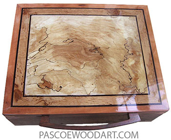 Handmade wood box - Large keepsake box made of Indian rosewood with spalted maple center framed in masur birch top
