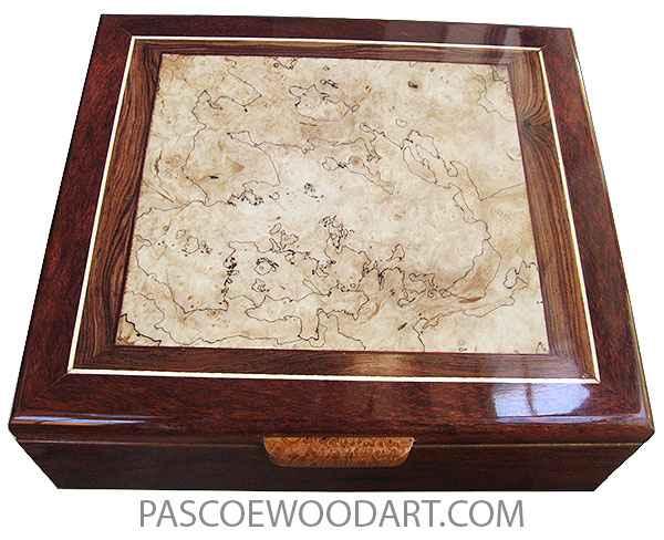 Handcrafted wood box - Large keepsake box made of bloodwood, blackline spalted maple burl, Brazilian Kingwood