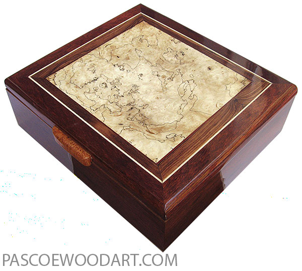 Handcrafted wood box - Large keepsake box made of bloodwood with blackline spalted maple burl center top