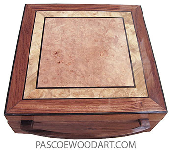 Handcrafted wood box - Decorative wood keepsake box made of bubinga with maple burl top
