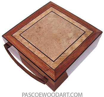 Handcrafted wood box - large keepsake box made of bubinga with maple burl top