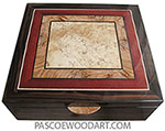 Handcrafted wood box - Large keepsake box made of macassar ebony wth mosaic top of spalted maple, olive, bloodwood, ebony. 