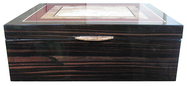 Macassar ebony box front - Handcrafted large wood box