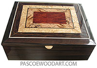 Handcrafted wood box - Large keepsake box made of Macassar ebony with inlaid top of Mediterranean olive, ebony, masur birch and bloodwood