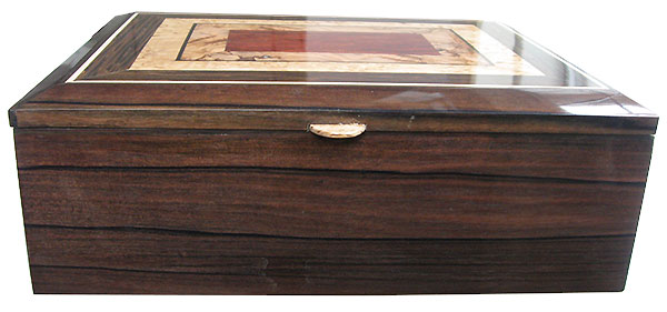 Macassar ebony fox front - Handcrafted wood keepsake box