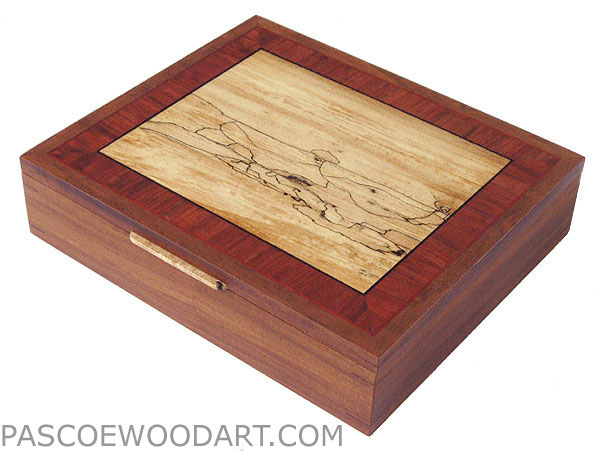 Handcrafted wood box, large keepsake box, letter box - made of Afromosia, bubing, spalted maple