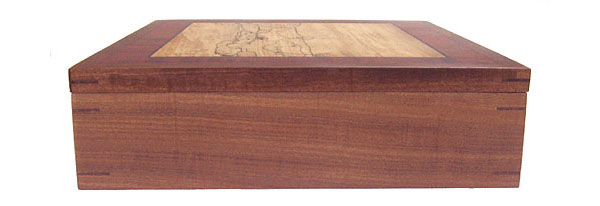 Afromosia wood box side view - handmade large keepsake box