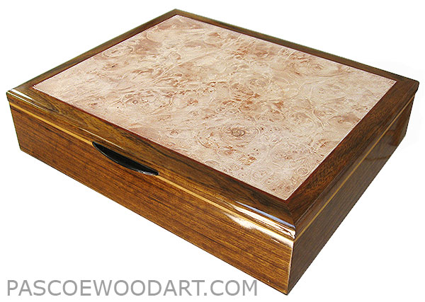 Large keepsake box - Handcrafted large wood box made of Shedua, maple burl