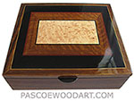 Handcrafted wood box - Large decorative keepsake box made of shedua, ebony, bird's eye maple