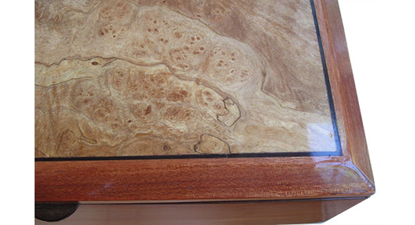 Spalted maple burl box top - close up - Handcrafted wood box