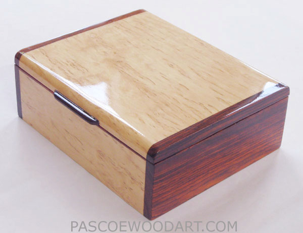 Decorative keepsake box made of Karelian birch burl with cocobolo ends