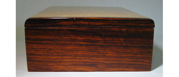Cocobolo end of Decorative keepsake box made of Karelian birch with cocobolo ends