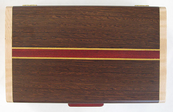 Wenge box top with satinwood and bloodwood accents - Handmade keepsake box