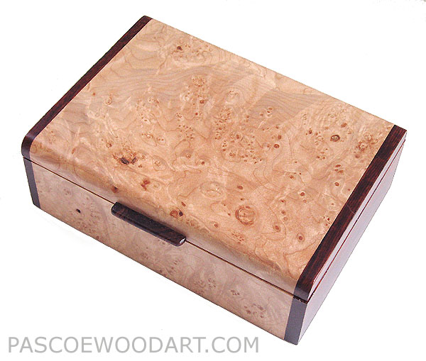 Handmade wood box - Decorative keepsake box made of maple burl, cocobolo