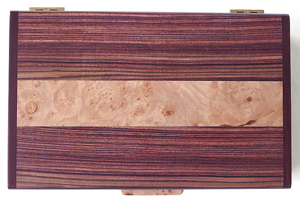 Decorative keepsake box top - Brazilian kingwood inlaid with maple burl 