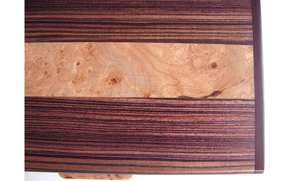 Decorative box top close up - Brazilian kingwood inlaid with maple burl