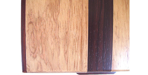 Handmade wood box top close up - Honduras rosewood, cocobolo