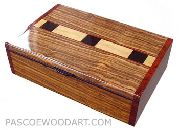 Handcrafted wood box - Decorative wood keepsake box made of bocote, Ceylon satinwood, ebony, cocobolo