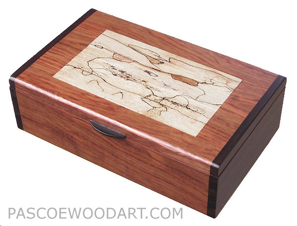 Handcrafted wood box - Decorative wood keepsake box made of bubinga, spalted maple, bois de rose