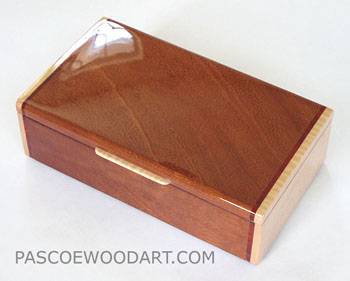 Decorative keepsake box handmade of sapele and maple wood
