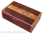 Decorative wood keepsake box made of sapele, spalted maple burl, madrone burl