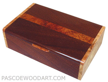 Decorative wood keepsake box - Handcrafted wood box made of sapele, madrone burl, spalted maple burl