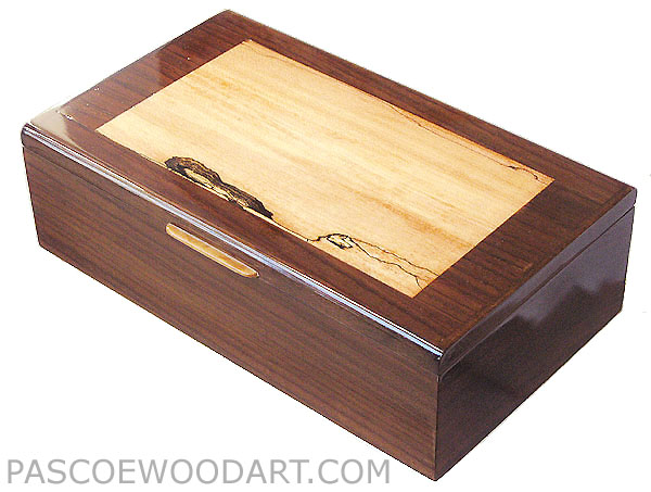 Decorative wood keepsake box - Handcrafted wood box made of East Indian rosewood, spalted maple