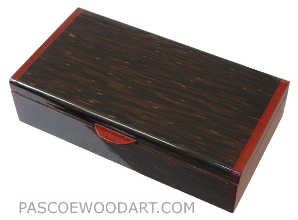 Handmade wood box -Decorative wood keepsake box made of black palm with bloodwood ends