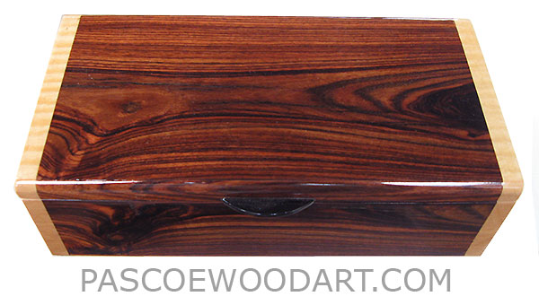 Handcrafted wood box - Decorative wood keepsake box made of Brazilian kingwood with figured maple ends