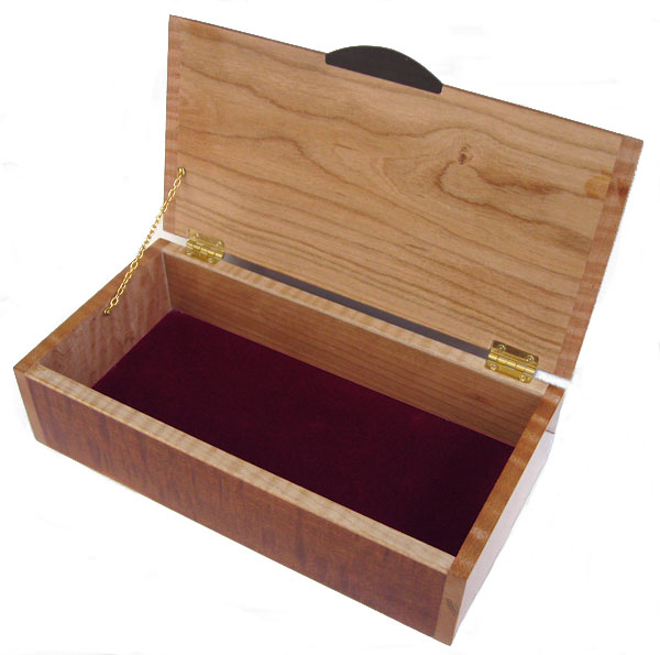 Handmade wood box - Decorative wood keepsake box - open view