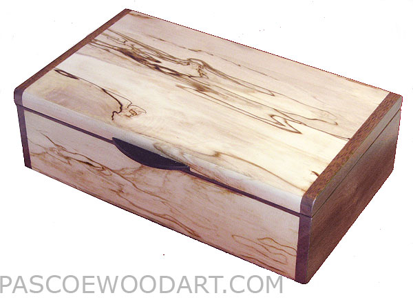 Handmade wood box - Decorative wood keepsake box made of bleached spalted maple with walnut ends