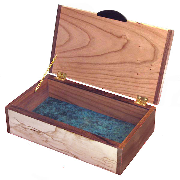 Handmade wood keepsake box - Decorative wood keepsake box - open view