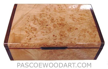 Handcrafted wood box - Decorative wood keepsake box made of maple burl with cocobolo ends