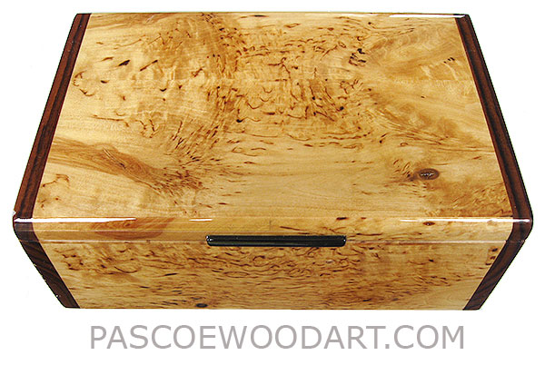 Handcrafted wood box - Decorative wood keepsake box made of masur birch with Asian ebony ends