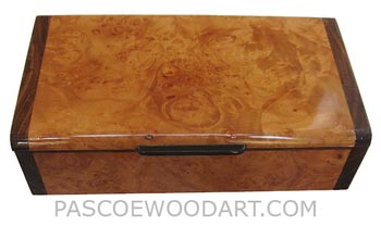 Handmade wood box - Decoratie wood keepsake box made of maple burl with Santos rosewood ends