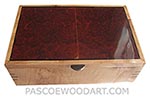 Handcrafted wood box - Decorative keepsake box made of figured maple with red mallee burl top