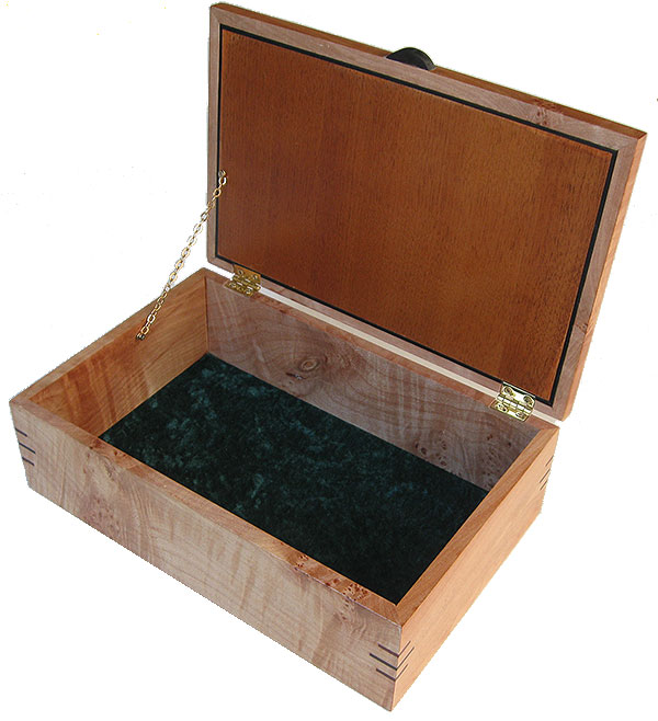 Handmade wood box - decorative wood keepsake box open view