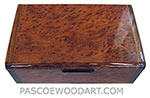 Handmade wood box - Decorative wood keepsake box made of bird's eye redwood burl with Asian ebony ends