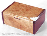 Maple burl box - Handcrafted decorative keepsake box - Maple burl keepsake box with padauk ends