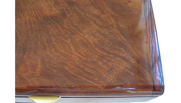 Camphor burl box top close up - Handmade decorative wood keepsake box