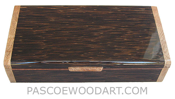 Handmade wood box - Decorative wood keepsake box made of black palm with spalted maple burl ends