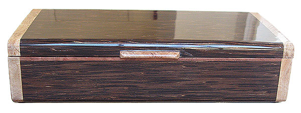 Black palm box front - Handmade decorative wood box