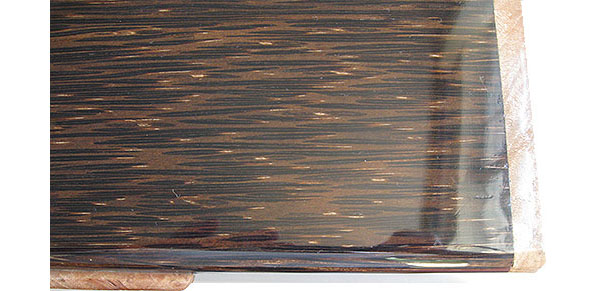 Black palm box top close up - Handmade wood decorative keepsake box