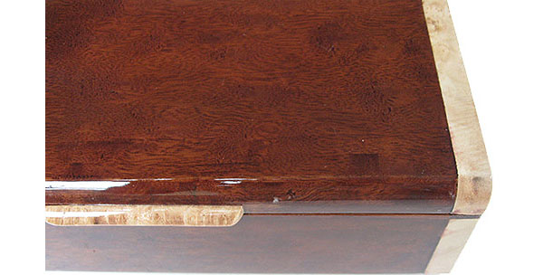 Camphor burl box top close up - Handmade wood decorative keepsake box