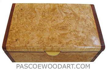Handmade wood box - Decorative wood keepsake box made of maple burl with cocobolo ends